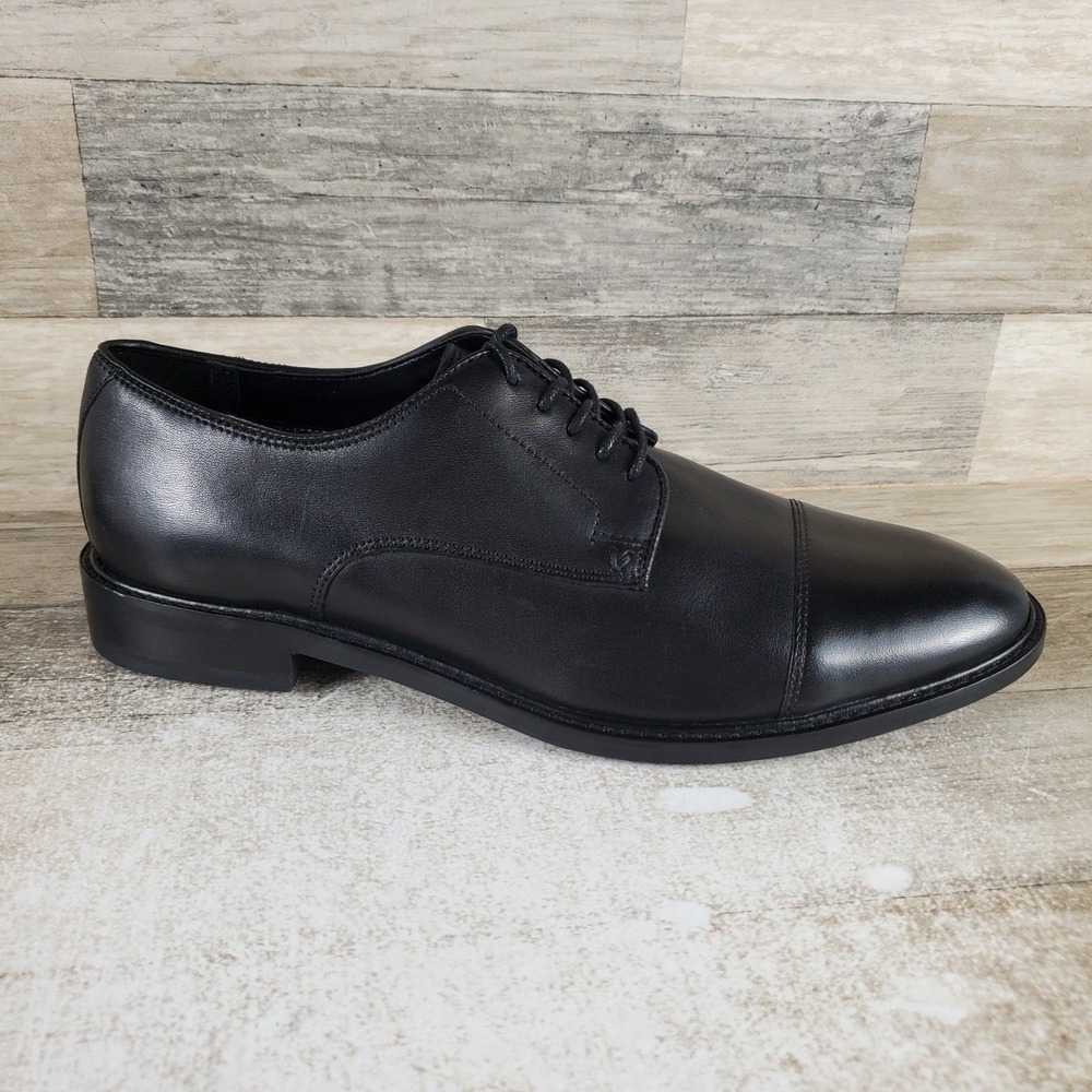 Vince Camuto Teodor Mens Oxford Shoes Sz 9.5 M Black Leather Lace Up Cap Toe